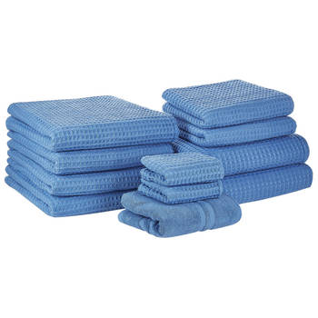Blokker Beliani AREORA - Handdoek-Blauw-Katoen aanbieding