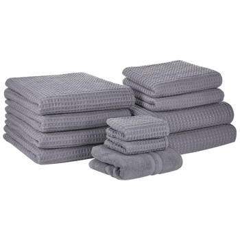Blokker Beliani AREORA - Handdoek-Grijs-Katoen aanbieding