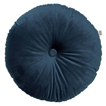 Dutch Decor - OLLY - Sierkussen rond velvet Ø40 cm - Insignia Blue - donkerblauw
