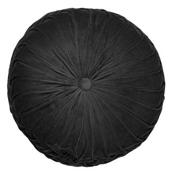 Dutch Decor - KAJA - Sierkussen rond velvet Ø40 cm - Raven - zwart