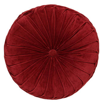 Dutch Decor - KAJA - Sierkussen rond velvet Ø40 cm - Merlot - rood