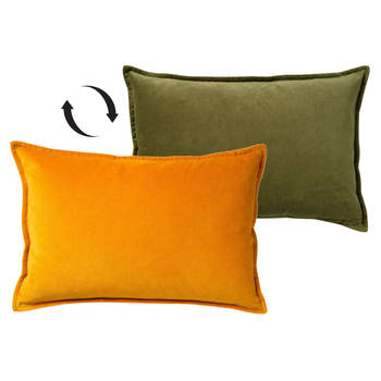 Dutch Decor - FAY - Kussenhoes 40x60 cm - velvet met 2 kleuren - Golden Glow + Chive - geel en groen