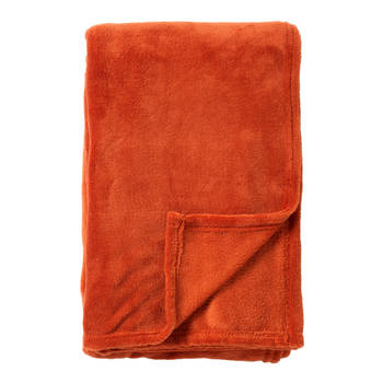 Dutch Decor - OWEN - Plaid 130x160 cm - coral fleece deken - heerlijk zacht - Potters Clay - oranje