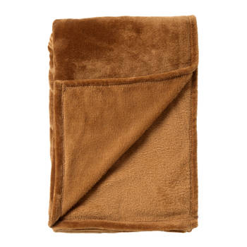 Dutch Decor - CHARLIE - Plaid 200x220 cm - extra grote fleece deken - effen kleur - Tobacco Brown - bruin