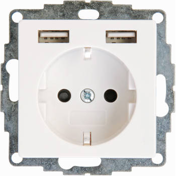 KOPP - Wandcontactdoos - Athenis HK07 - Inbouw - 1-voudig Stopcontact - 2-voudig USB Aansluiting - Randaarde -
