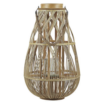 Beliani TONGA - windlichtzuilen-Lichte houtkleur-Bamboehout