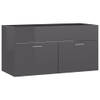 The Living Store Gootsteenkast Badkamer - 90 x 38.5 x 46 cm - Hoogglans grijs