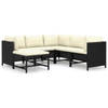 vidaXL 6-delige Loungeset met kussens poly rattan zwart