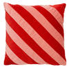 Dutch Decor - PEBBE - Kussenhoes velvet 45x45 cm - aurora red - rood - roze - strepen - color blocking