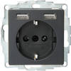 KOPP - Wandcontactdoos - Athenis HK07 - Inbouw - 1-voudig Stopcontact - 2-voudig USB Aansluiting - Randaarde -