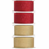 4x Hobby/decoratie rood en gouden sierlinten met glitters 3 cm/30 mm x 5 meter - Cadeaulinten