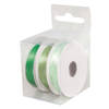 3x Rollen satijnlint kleurenmix groen rol 10 cm x 6 meter cadeaulint verpakkingsmateriaal - Cadeaulinten