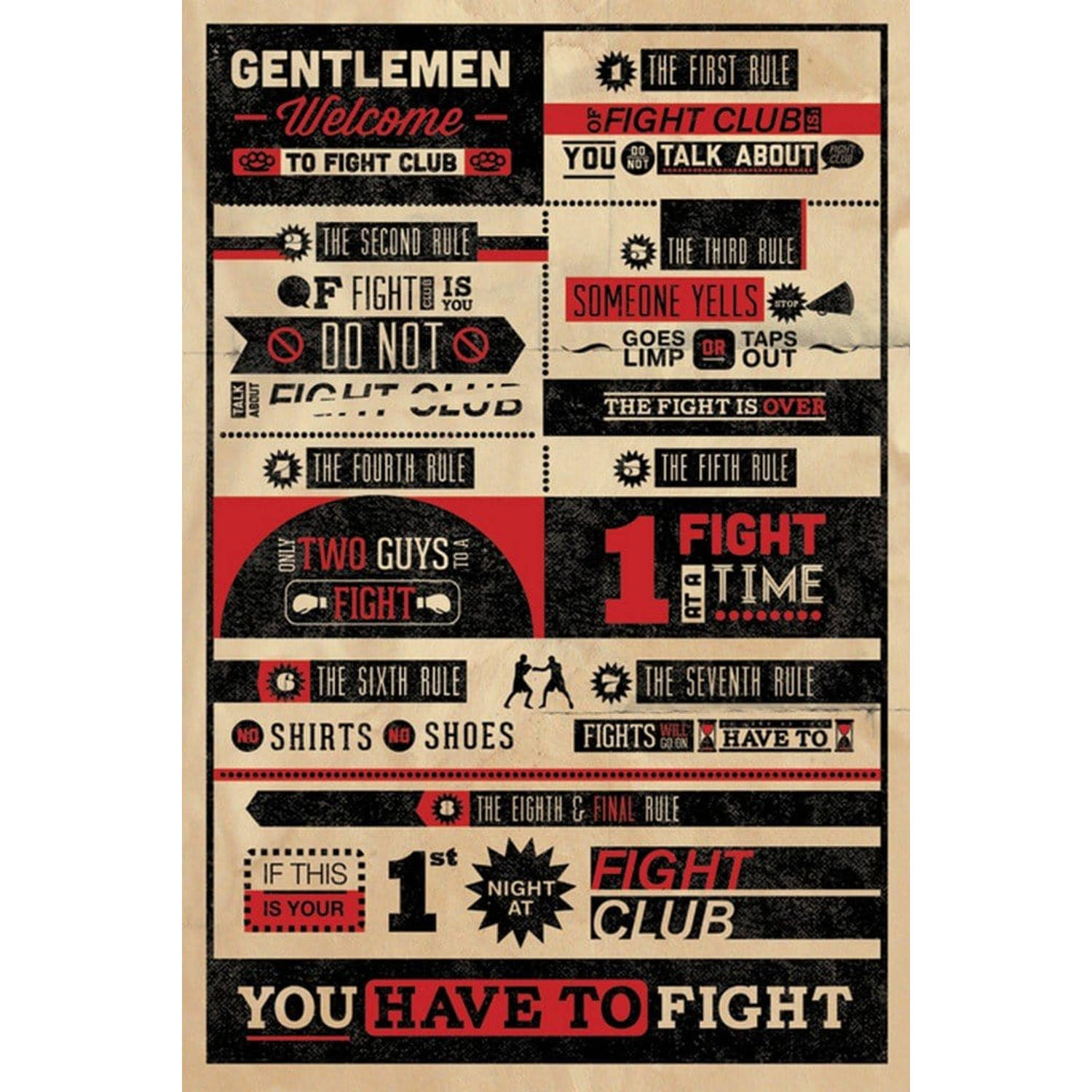 Fight Club Rules Infographic 24 x 36 Inches Maxi Poster