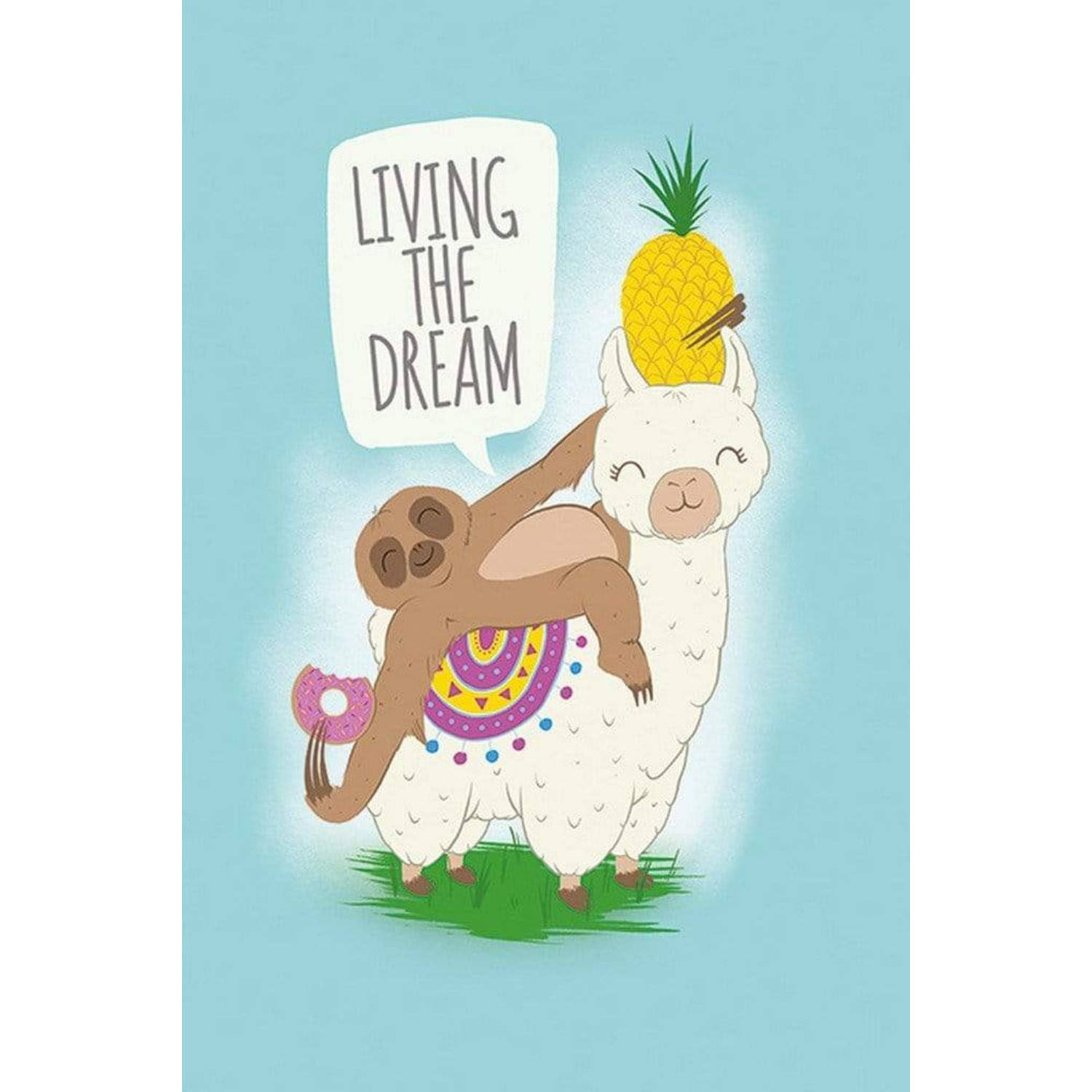Pyramid Living The Dream Llama And Sloth Poster 61x91,5cm