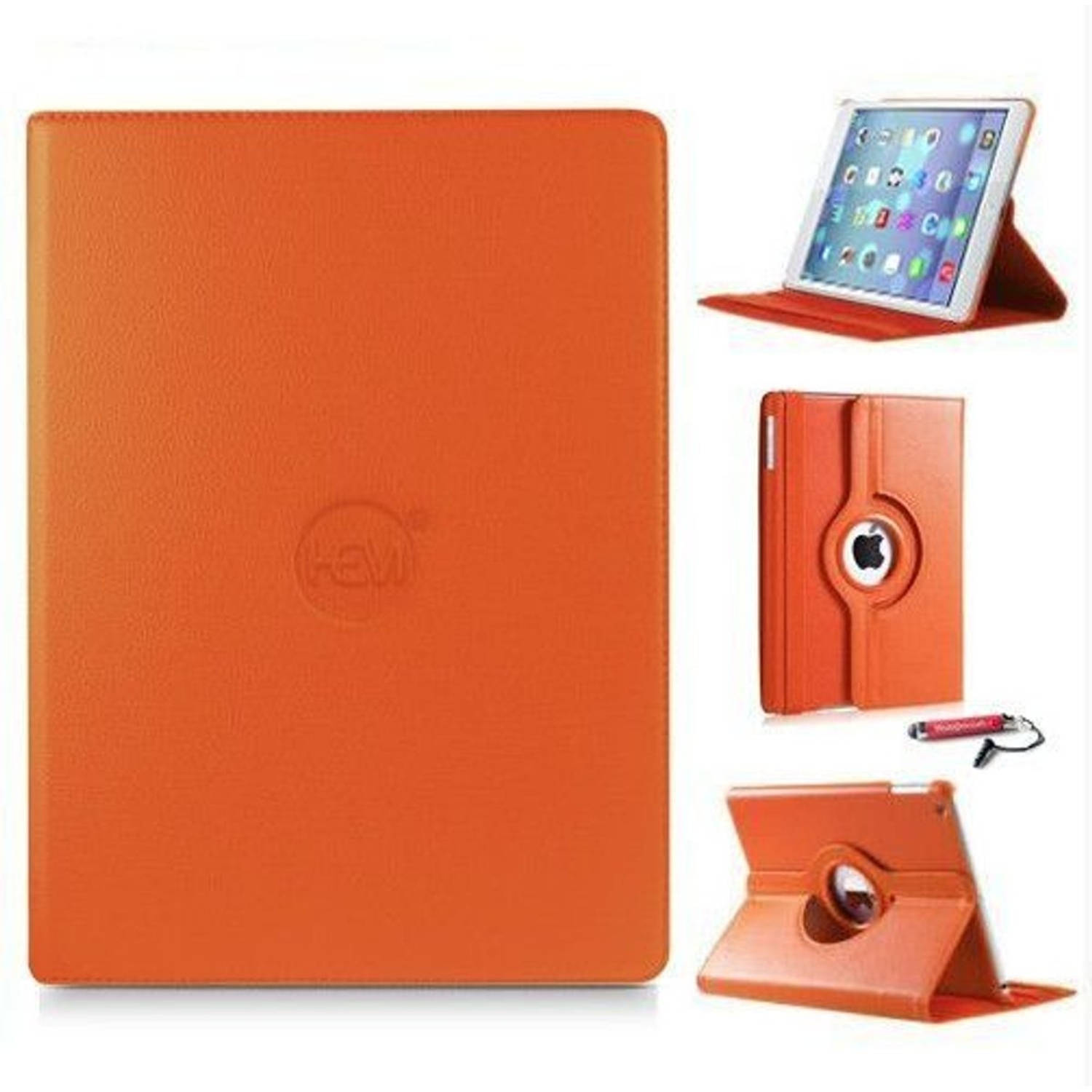 Oranje 360 Graden Draaibare Hoes Ipad Ipad Mini 1-2-3 Met Gekleurde Stylus Pen