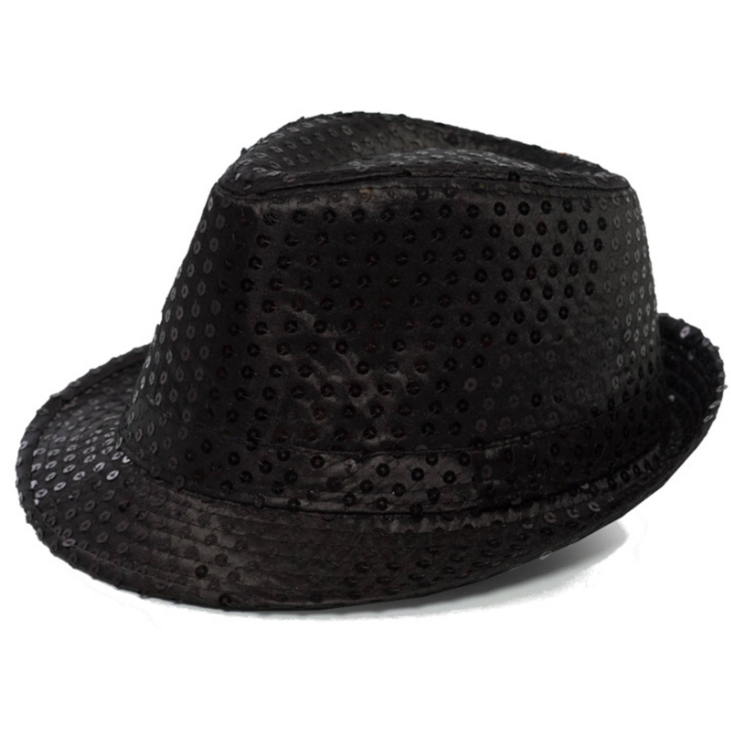 Partychimp hoed Spangles polyester zwart one-size