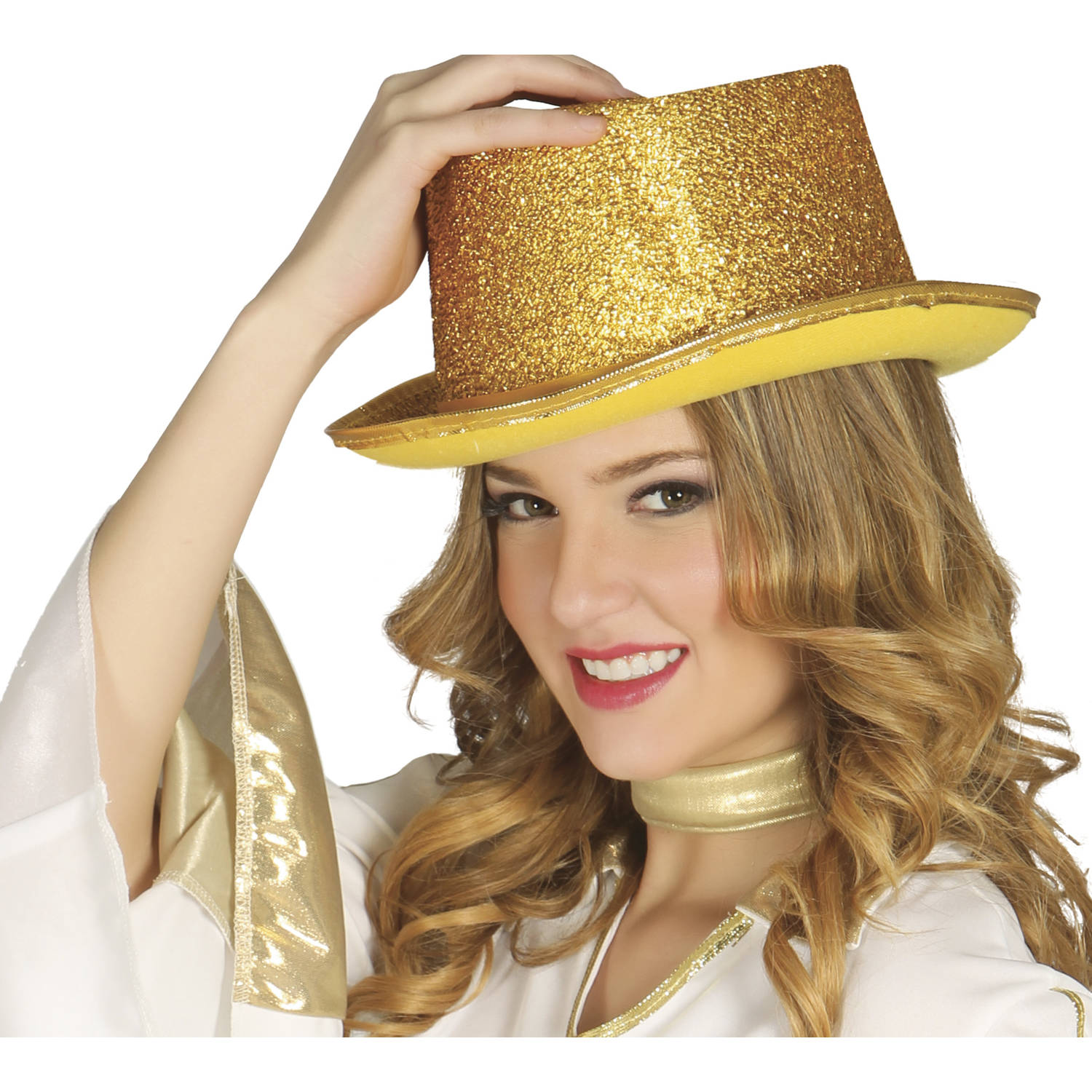 Fiestas Guirca hoge hoed dames vilt goud one-size