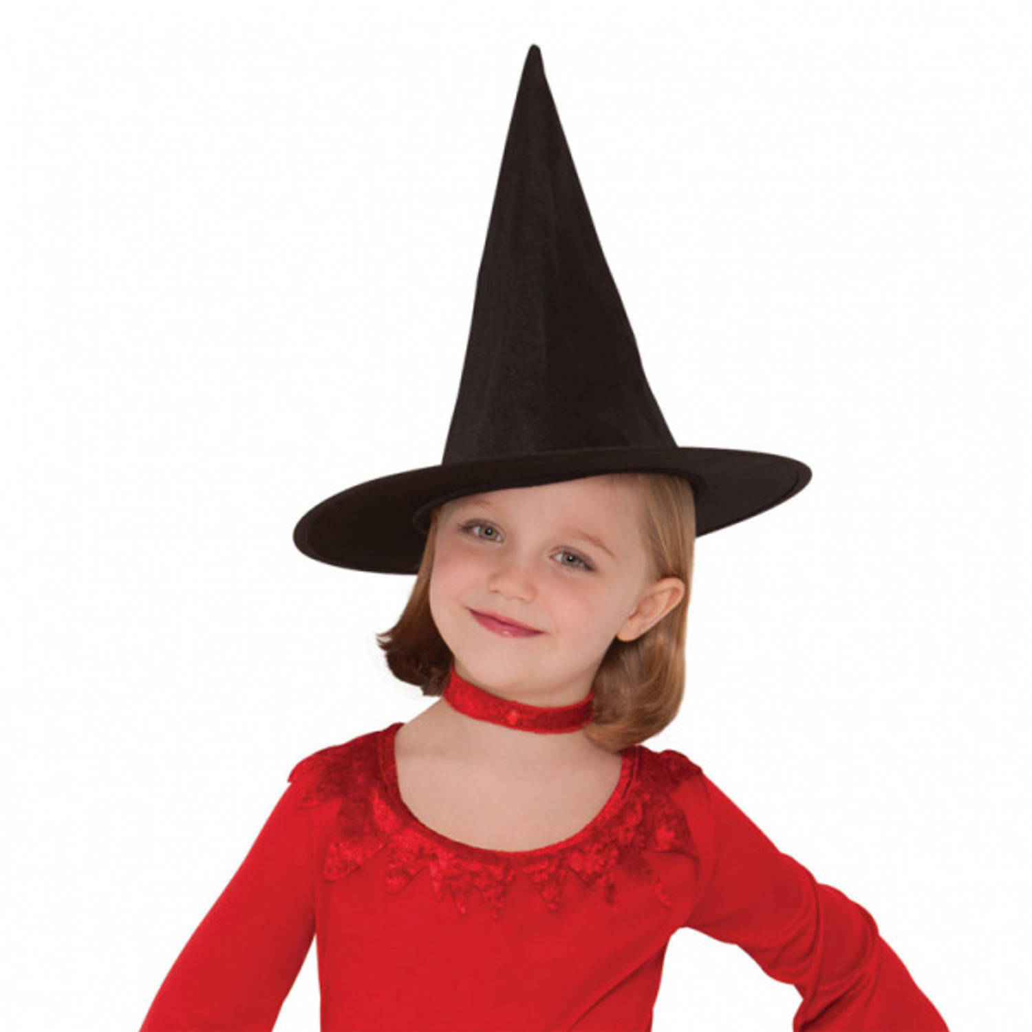 Zwarte verkleed heksenhoed voor kinderen - Halloween/carnaval heksen verkleed accessoires