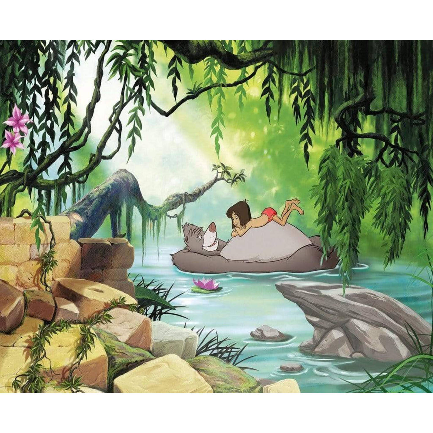 Komar fotobehang Jungle book swimming with Baloo