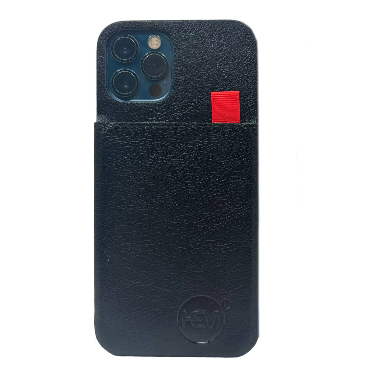 Hem Iphone 12 Mini Luxe Lederen Back Cover Zwart- Telefoonhoesje-Achterkant Voor 2 Pasjes