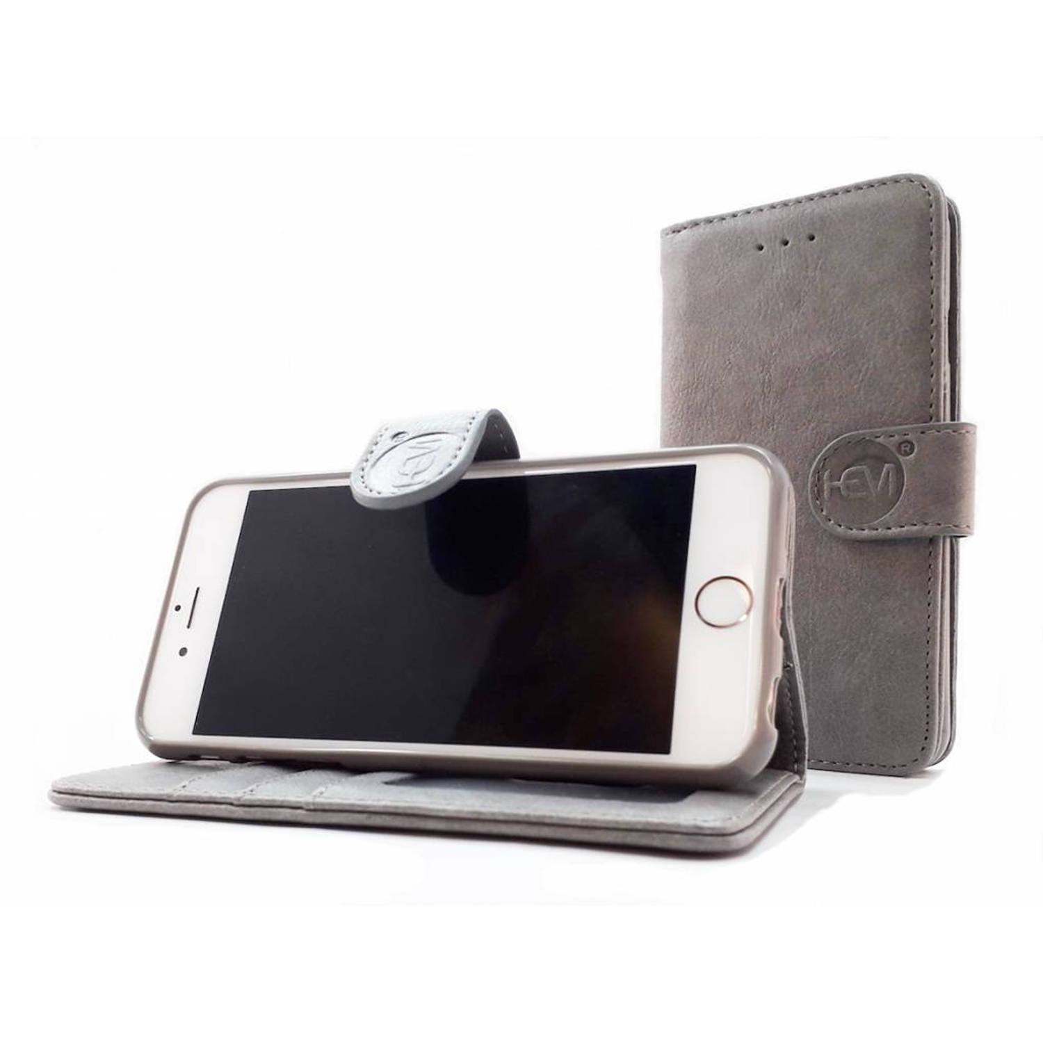 Apple Iphone 12 Mini Vintage Grey Leren Portemonnee Hoesje Lederen Wallet Case Tpu Meegekleurde Binn