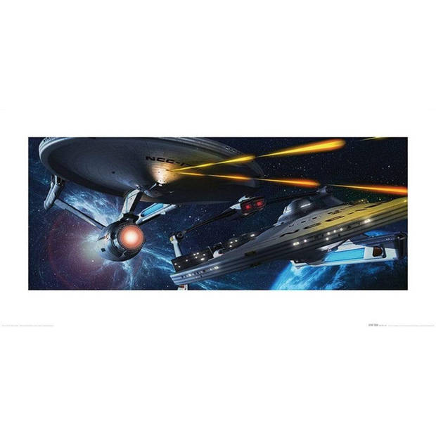 Kunstdruk Star Trek Enterprise vs Reliant 100x50cm