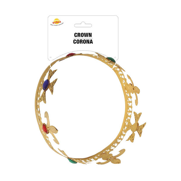 Guircia verkleed kroon voor volwassenen - goud - metaal - koning - koningsdag/carnaval - Verkleedhoofddeksels
