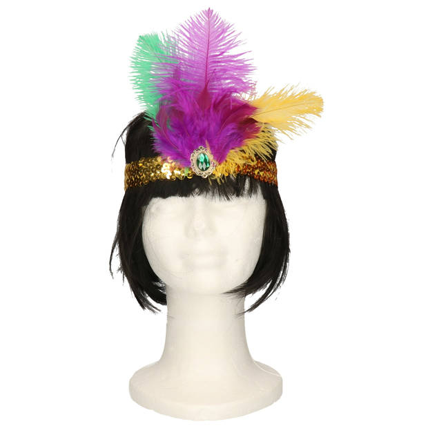 Guirca Charleston luxe hoofdband - multi kleuren - dames - jaren 20 thema - Verkleedhaardecoratie