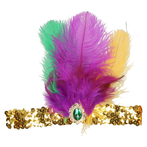 Guirca Charleston luxe hoofdband - multi kleuren - dames - jaren 20 thema - Verkleedhaardecoratie