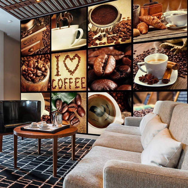 Fotobehang - Coffee Collage 400x280cm - Vliesbehang