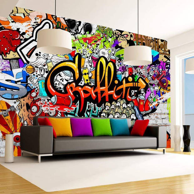Fotobehang - Colorful Graffiti 100x70cm - Vliesbehang