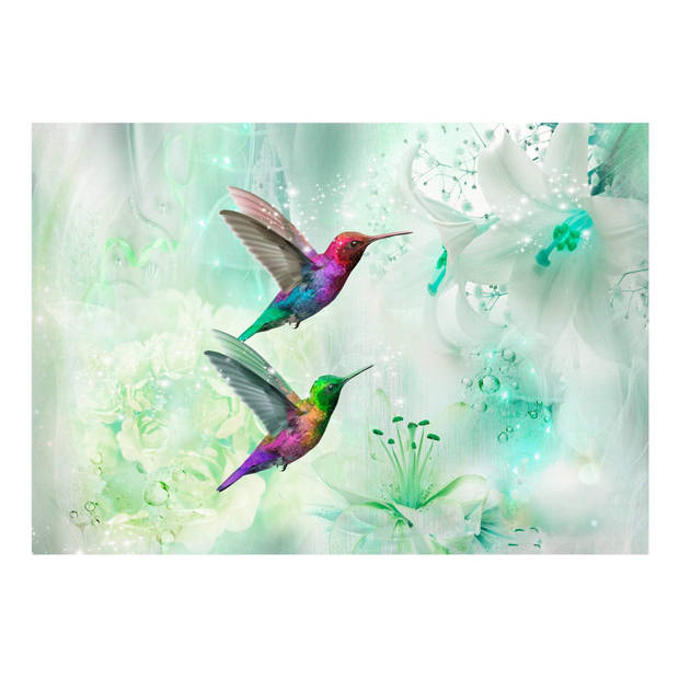 Fotobehang - Colourful Hummingbirds Green 100x70cm - Vliesbehang