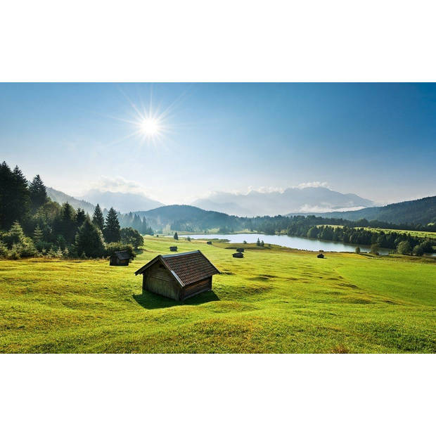 Fotobehang - Bergwiese vor Karwendel 450x280cm - Vliesbehang