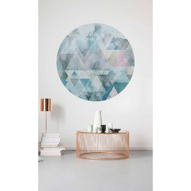 Fotobehang - Blueprism 125x125cm - Rond - Vliesbehang - Zelfklevend