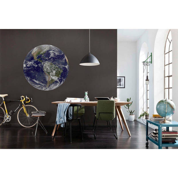 Fotobehang - Earth 125x125cm - Rond - Vliesbehang - Zelfklevend