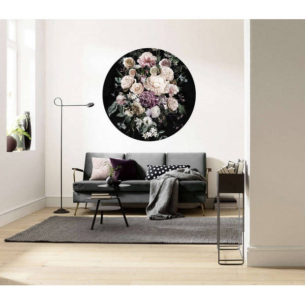 Fotobehang - Enchanted Flowers 125x125cm - Rond - Vliesbehang - Zelfklevend