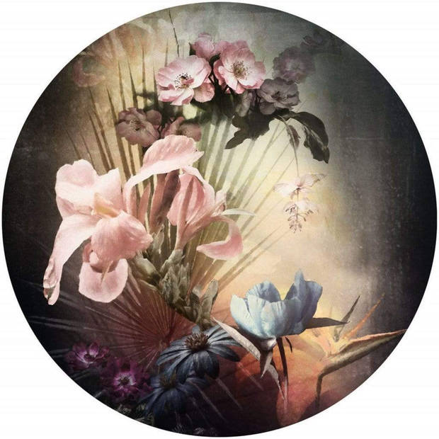 Fotobehang - Flemish Flowers 125x125cm - Rond - Vliesbehang - Zelfklevend