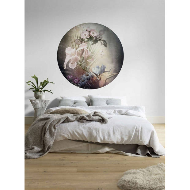 Fotobehang - Flemish Flowers 125x125cm - Rond - Vliesbehang - Zelfklevend