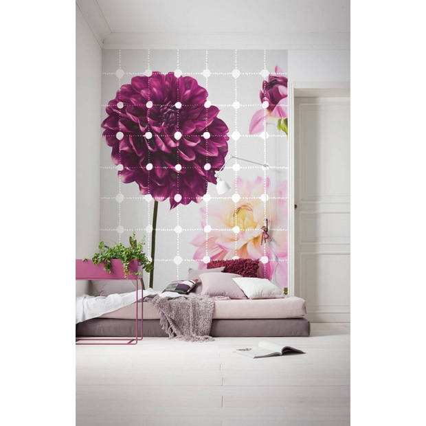 Fotobehang - Flowers and Dots 200x250cm - Vliesbehang