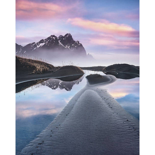 Fotobehang - Glowing Vestrahorn 200x250cm - Vliesbehang