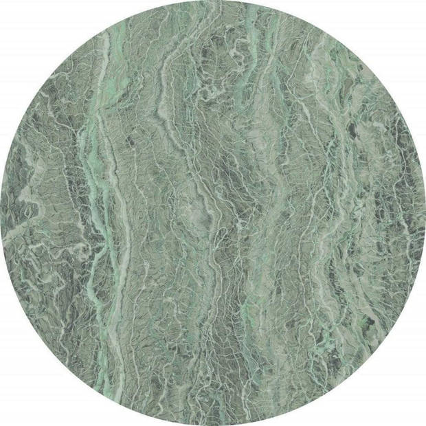 Fotobehang - Green Marble 125x125cm - Rond - Vliesbehang - Zelfklevend