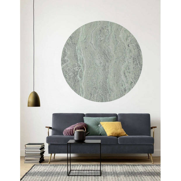 Fotobehang - Green Marble 125x125cm - Rond - Vliesbehang - Zelfklevend