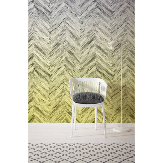 Fotobehang - Herringbone Yellow 400x250cm - Vliesbehang