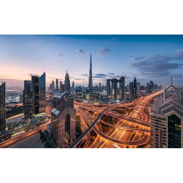 Fotobehang - Lights of Dubai 450x280cm - Vliesbehang