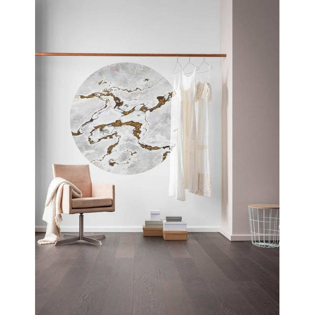 Fotobehang - Marble Vibe 125x125cm - Rond - Vliesbehang - Zelfklevend