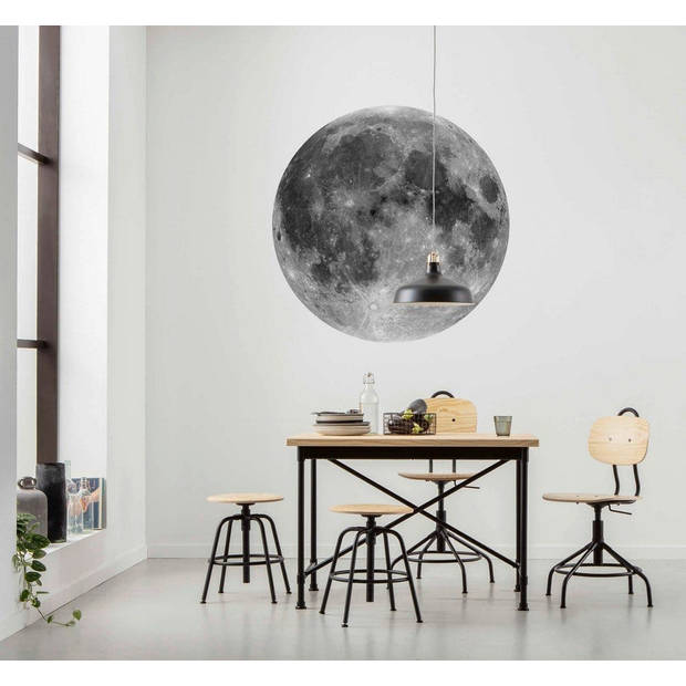 Fotobehang - Moon 125x125cm - Rond - Vliesbehang - Zelfklevend