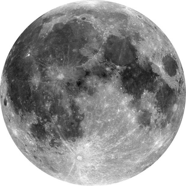 Fotobehang - Moon 125x125cm - Rond - Vliesbehang - Zelfklevend