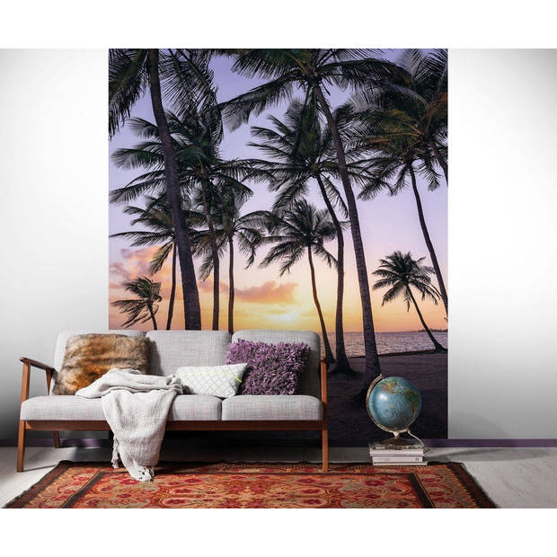 Fotobehang - Palmtrees on Beach 200x250cm - Vliesbehang