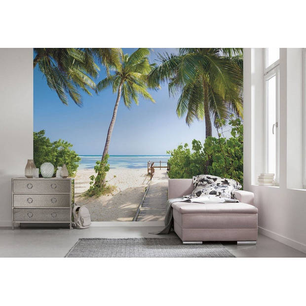 Fotobehang - Palmy Beach 300x250cm - Vliesbehang