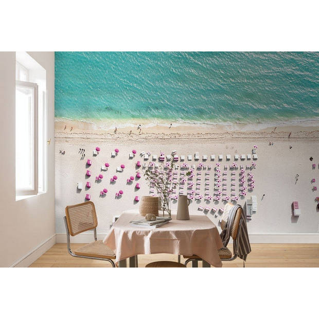 Fotobehang - Pink Umbrella 400x250cm - Vliesbehang